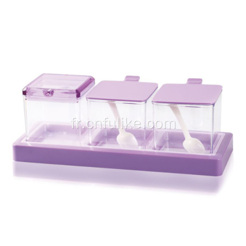 Pot d&#39;assaisonnement de cuisine en plastique violet